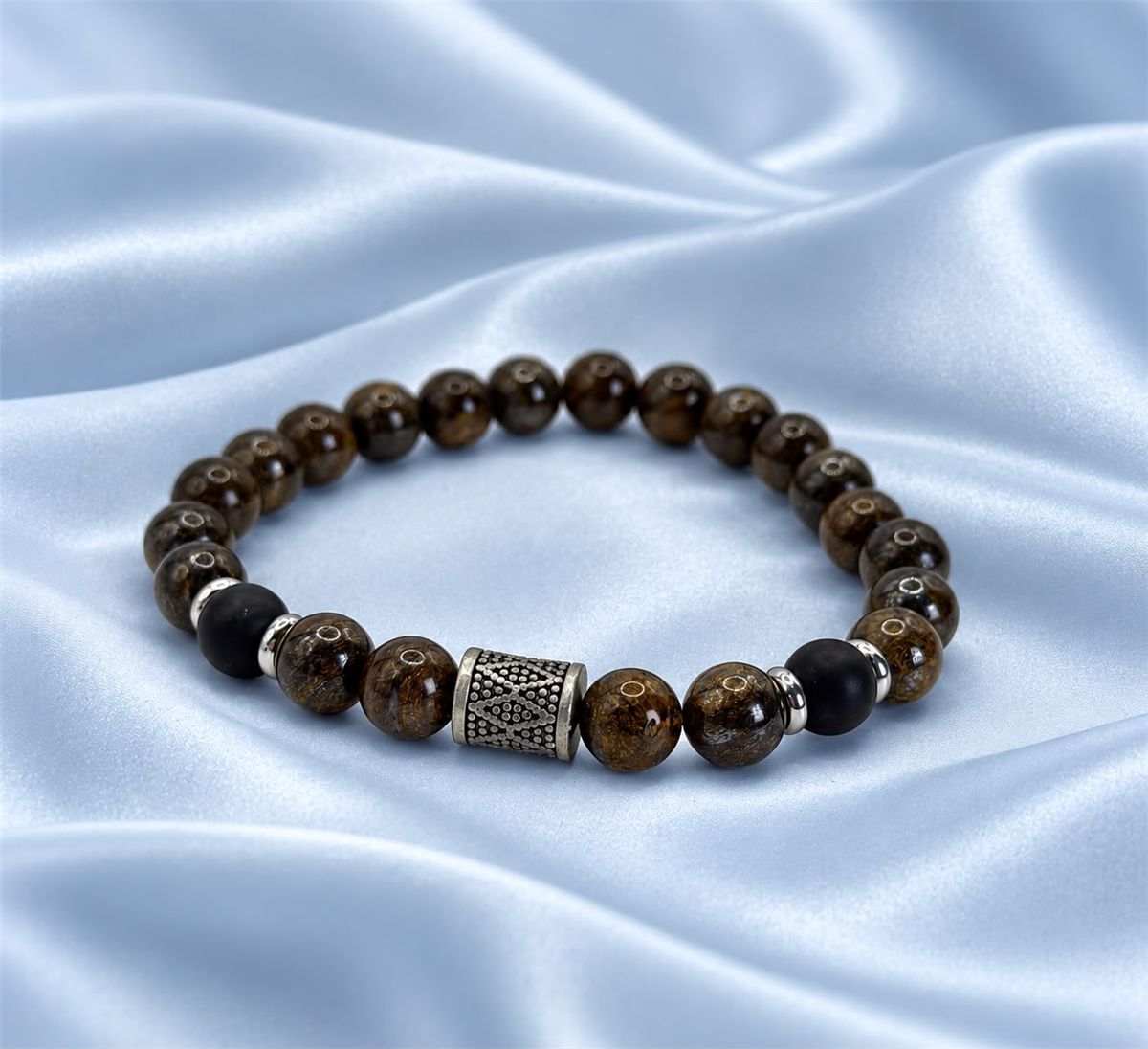 Pulseira em Silicone com Esferas de Aço