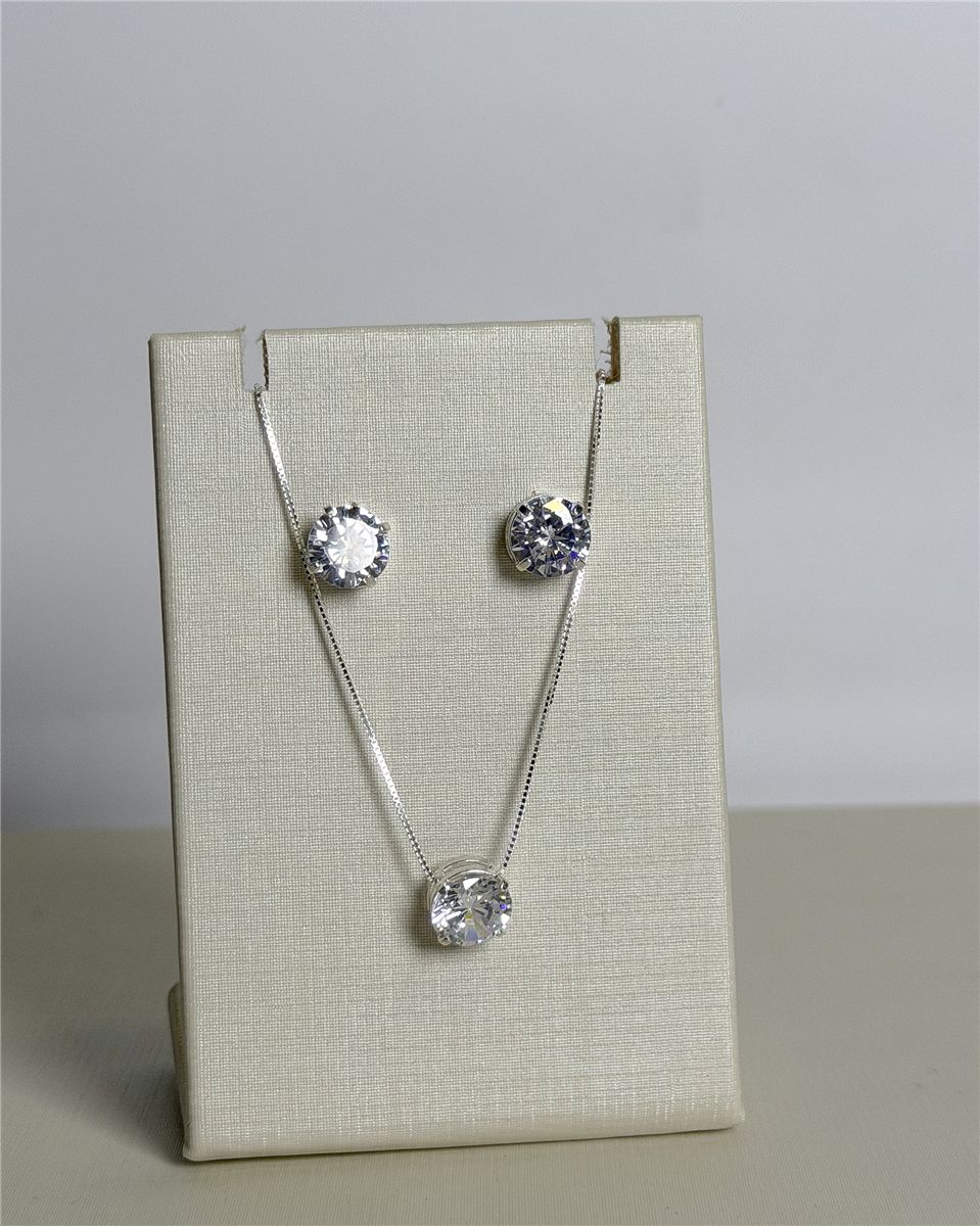 Conjunto Ponto de Luz em Prata 925