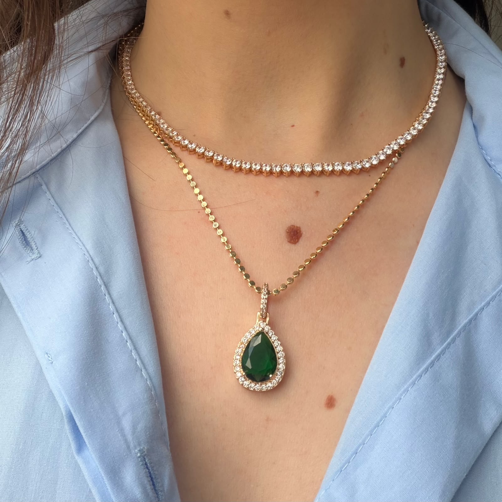 Pingente Gota Cravejada Verde